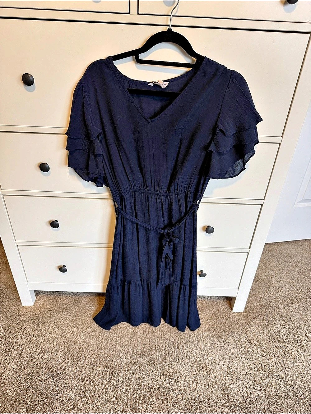 Nanette Nanette Lepore Ruffle Sleeve Mini Dress Blue Medium Like New